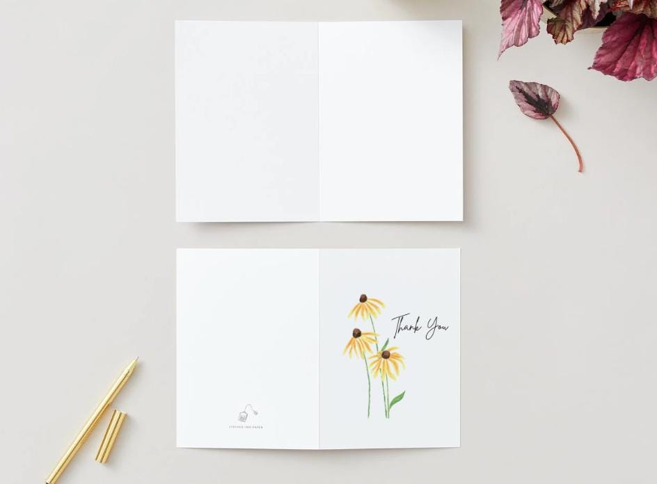 Printable Thank You Card With Yellow Flowers | Instant Download ...
