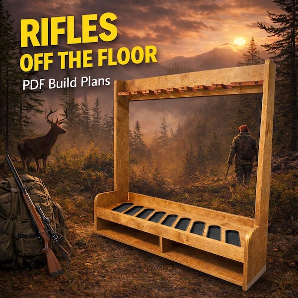 Wall-Mounted Rifle Rack Woodworking Plans | DIY Gun Rack (PDF)