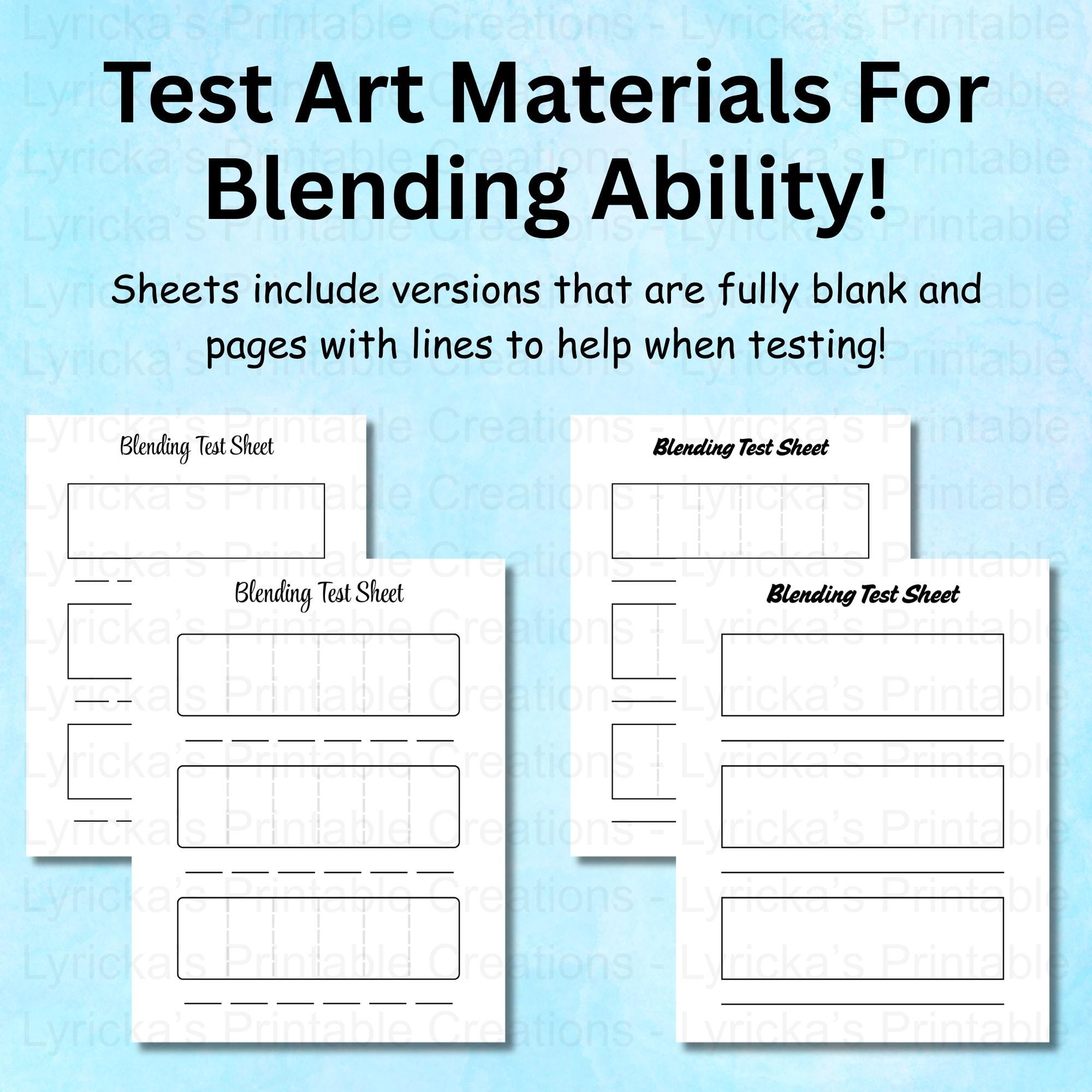 Printable Blending Test Sheets – Art Material Blending Tests (digital ...