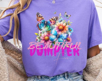 Vibrant Floral T-shirt: Butterfly Dumpster Fire Graphic Tee