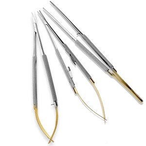 Dental Laboratory Forceps, Hemostats & Needle Holders German Castroviejo Micro Scissors & Needle Holder Set - Straight Forceps For Dental Or Eye Procedures Micro Scissors Needle Holder