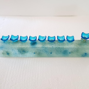 Hanukkah glass menorah made in Israel, Fused Glass Menorah for Hannukah