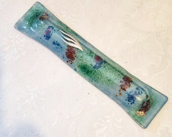 Glass Mezuzah case,  fused recycled glass