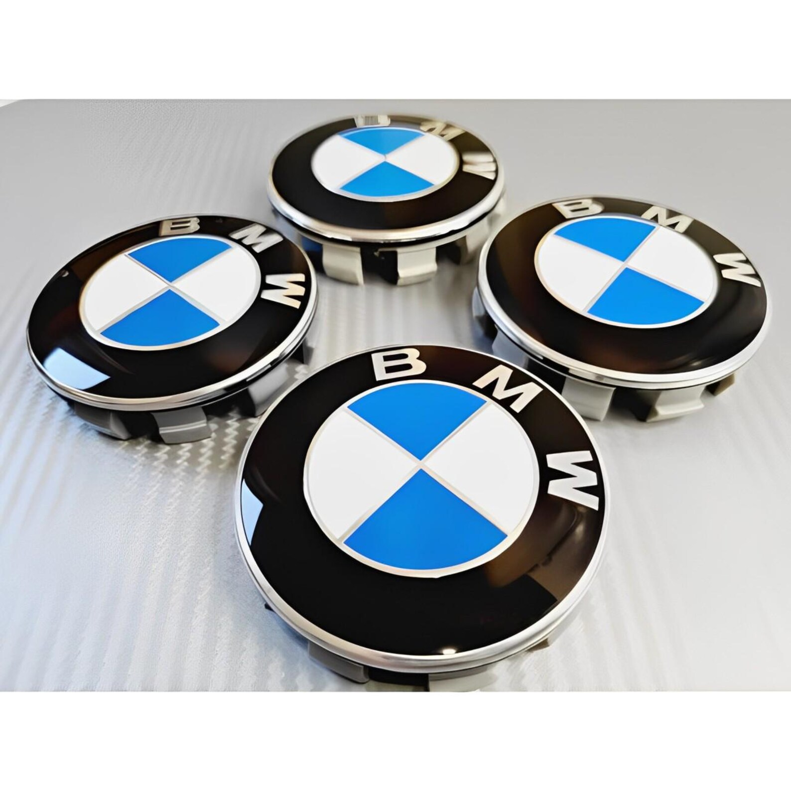 thumbnail image 2 of Set Of 4 – 56mm BMW 50th Anniversary Wheel Center Hub Caps – Blue/Red/Violet Logo (Glossy, 36135A37E40) 2 of 4