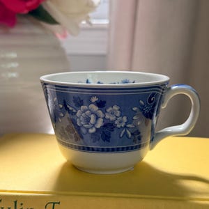 Spode Blue Room Collection Botanical Teacup Only, Vintage Blue White Floral Transferware Replacement Cup, British Chintz Flower Pattern