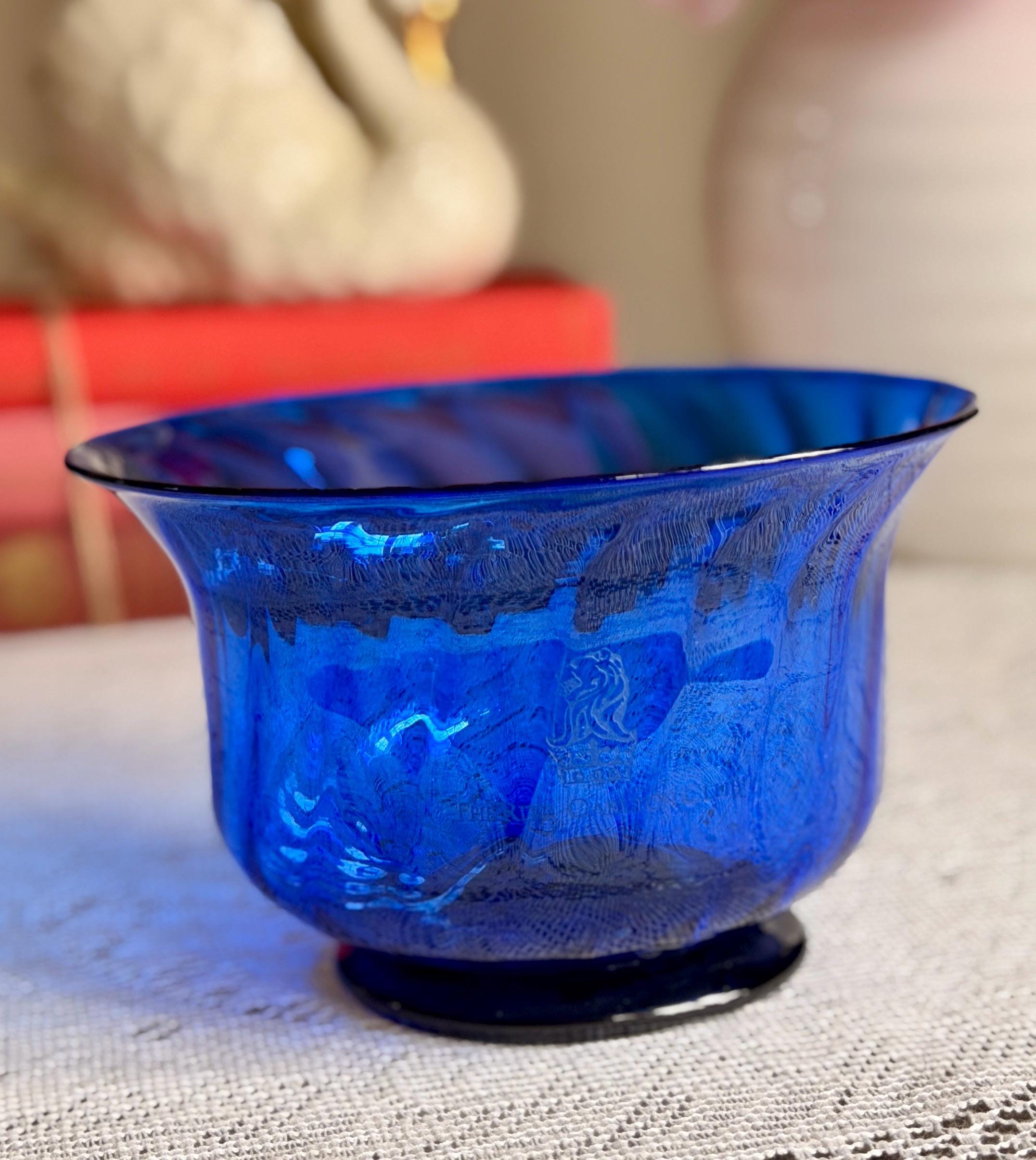 Hand Blown Cobalt Blue Bowl - Etsy
