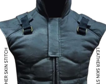 Metal Gear Solid Snake Cosplay Vest Leather Jackets Hand Crafted Costume For Biker