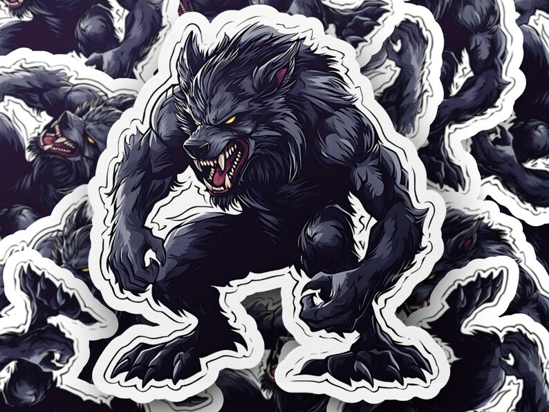 Monster Werewolf Sticker, Horror Vinyl Decal, Full Moon Beast, Gothic ...