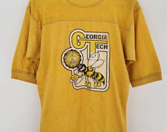 Vintage Thrashed GeorgiaTech Yellowjackets 3/4 Sleeve Shirt