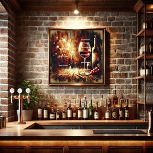 Wine Art Digital Download | Elegant Red Wine Painting | Fine Dining Wall Art | Luxury Bar Decor | Wine Lover Gift | Printable Poster