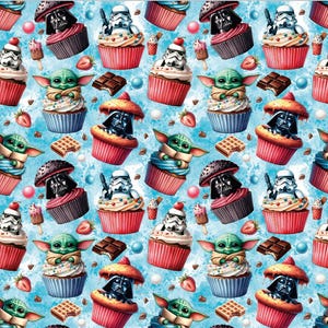 Baby Yoda Fabric Star Wars Mandalorian Fabric Galaxy Cupcake Mashup Fabric Cartoon Anime Cotton Fabric By The Half Yard By the Half Yard