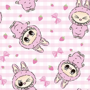 Labubu Fabric Disney Magical Monsters Fabric Monster Doll Fabric Kawaii Bunny Monster Fabric Cartoon Anime Cotton Fabric By The Half Yard