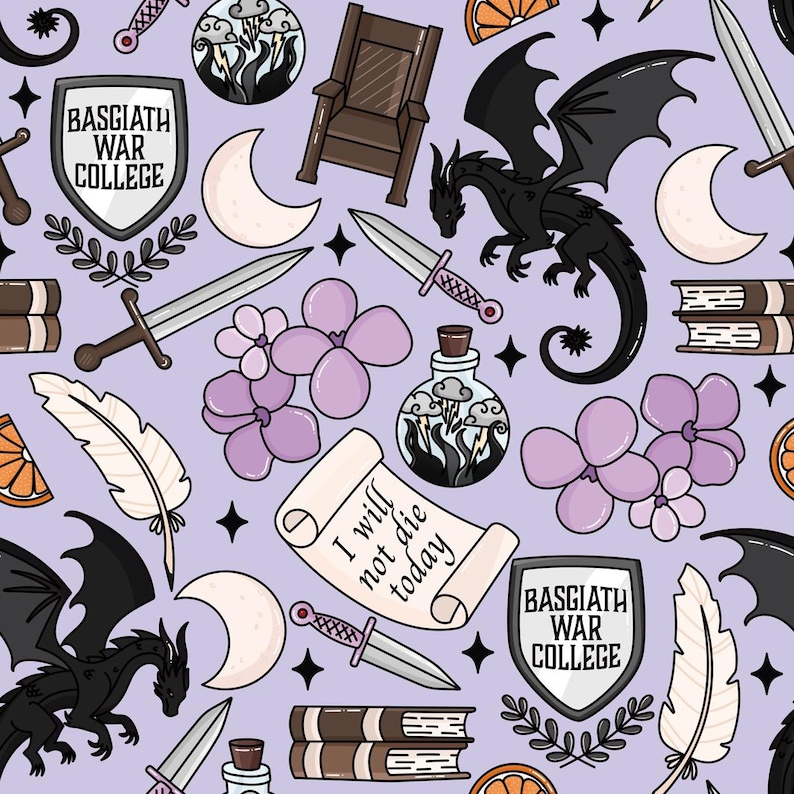Fourth Wing Fabric Fantasy Dragon War College Print Cartoon Anime Cotton Fabric Half Yard - Cut Continuously for Quilting Sewing and Crafts image 1