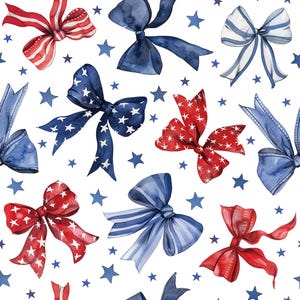 Tecido de algodão com laços vermelhos, brancos e azuis, tecido de fitas patrióticas, tecido de quilting de algodão puro para festa de 4 de julho, por meia jarda