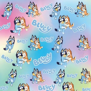 Bluey Fabric Blue Dog Fabric Cartoon Anime Cotton Fabric By The Half Yard By the Half Yard