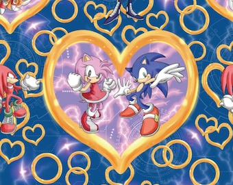 Sonic the Hedgehog Fabric Video Game Fabric Classic Game Fabric Cartoon Anime Cotton Fabric Half Yard - Cut Continuously