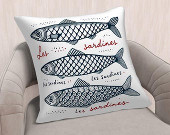 Sardines pillow home decor house warming gift