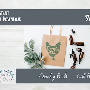 Country Fresh Hen SVG | Farmhouse Chicken Cut File | Rustic Farm SVG for Cricut & Silhouette | Digital Download