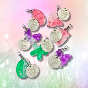Easter Pop It Keychain – Fidget Toy with Clip & Tag – Basket Stuffer, Party Favor, Sensory Gift