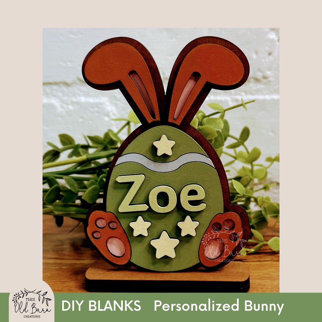 Personalized Easter Bunny Paint Kit | Custom Name Wood Blank | Kids DIY ...