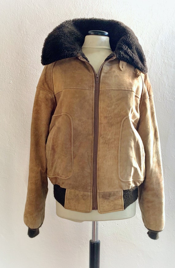 Men’s 1980’s Suede Jacket, Vintage Suede Bomber Ja