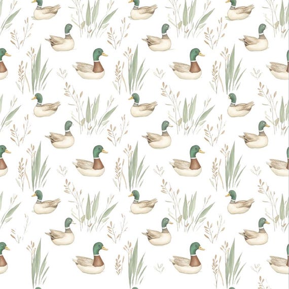 Mallard Duck Cotton Fabric, Mallards Fabric, Cute Ducks Fabric, Cartoon Cotton Fabric, Anime Fabric, 100% Cotton Fabric, By The Half Yard