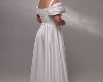 Off the Shoulder A-Line Wedding Dress with Draped Bodice | Linda XL