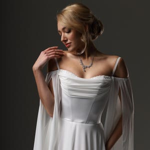 Boho Princess Bridal Gown, Elegant Handmade Wedding Dress, elopement dress, simple wedding dress, civil wedding dress, reception dress. image 17