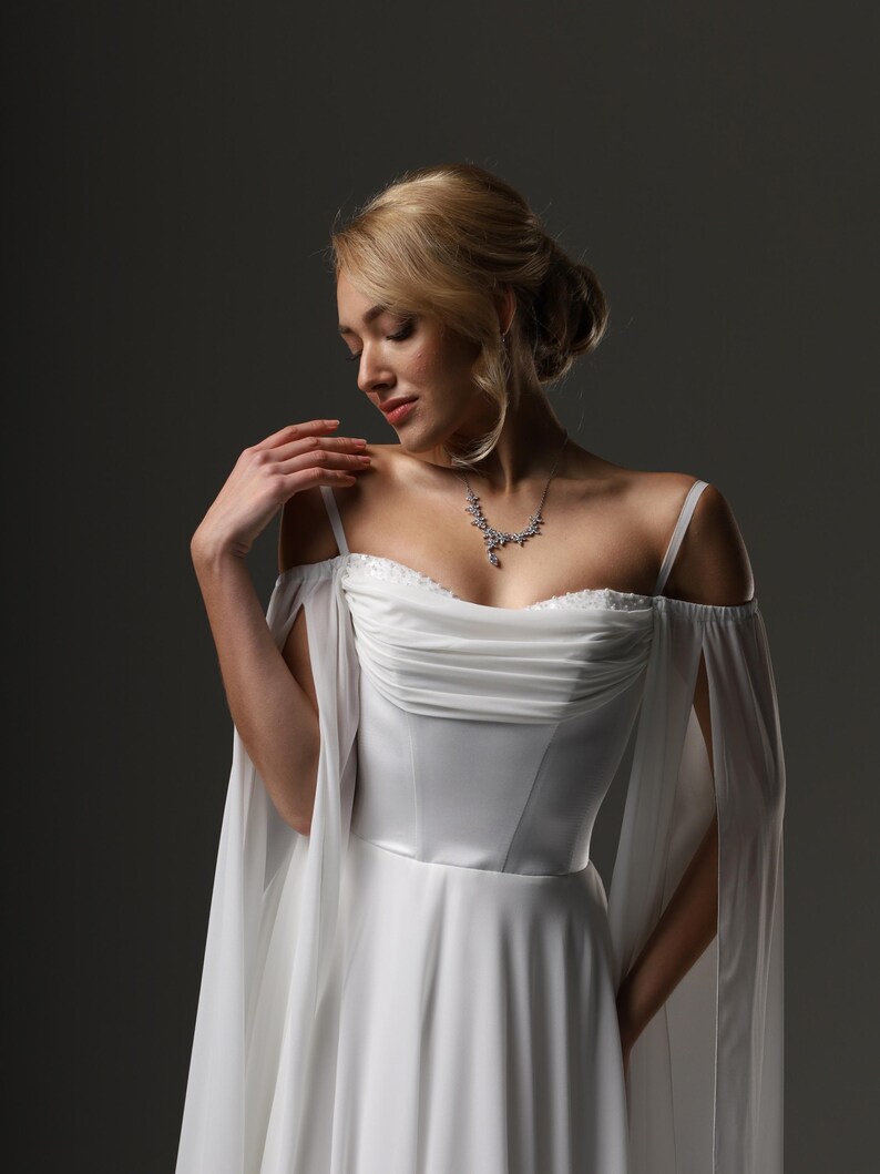 Boho Princess Bridal Gown, Elegant Handmade Wedding Dress, elopement dress, simple wedding dress, civil wedding dress, reception dress. image 17