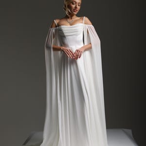 Boho Princess Bridal Gown, Elegant Handmade Wedding Dress, elopement dress, simple wedding dress, civil wedding dress, reception dress. image 11
