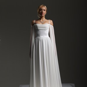 Boho Princess Bridal Gown, Elegant Handmade Wedding Dress, elopement dress, simple wedding dress, civil wedding dress, reception dress. image 13