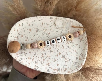 Attache-tétine personnalisé/attache-sucette / attache-sucette en bois de hêtre / attache-sucette en silicone / attache-sucette personnalisé