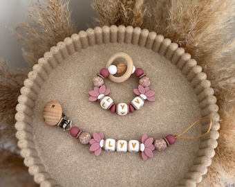 Gepersonaliseerde speenkoord/speenkoord / speenkoord van beukenhout / siliconen speenkoord / gepersonaliseerde speenkoord