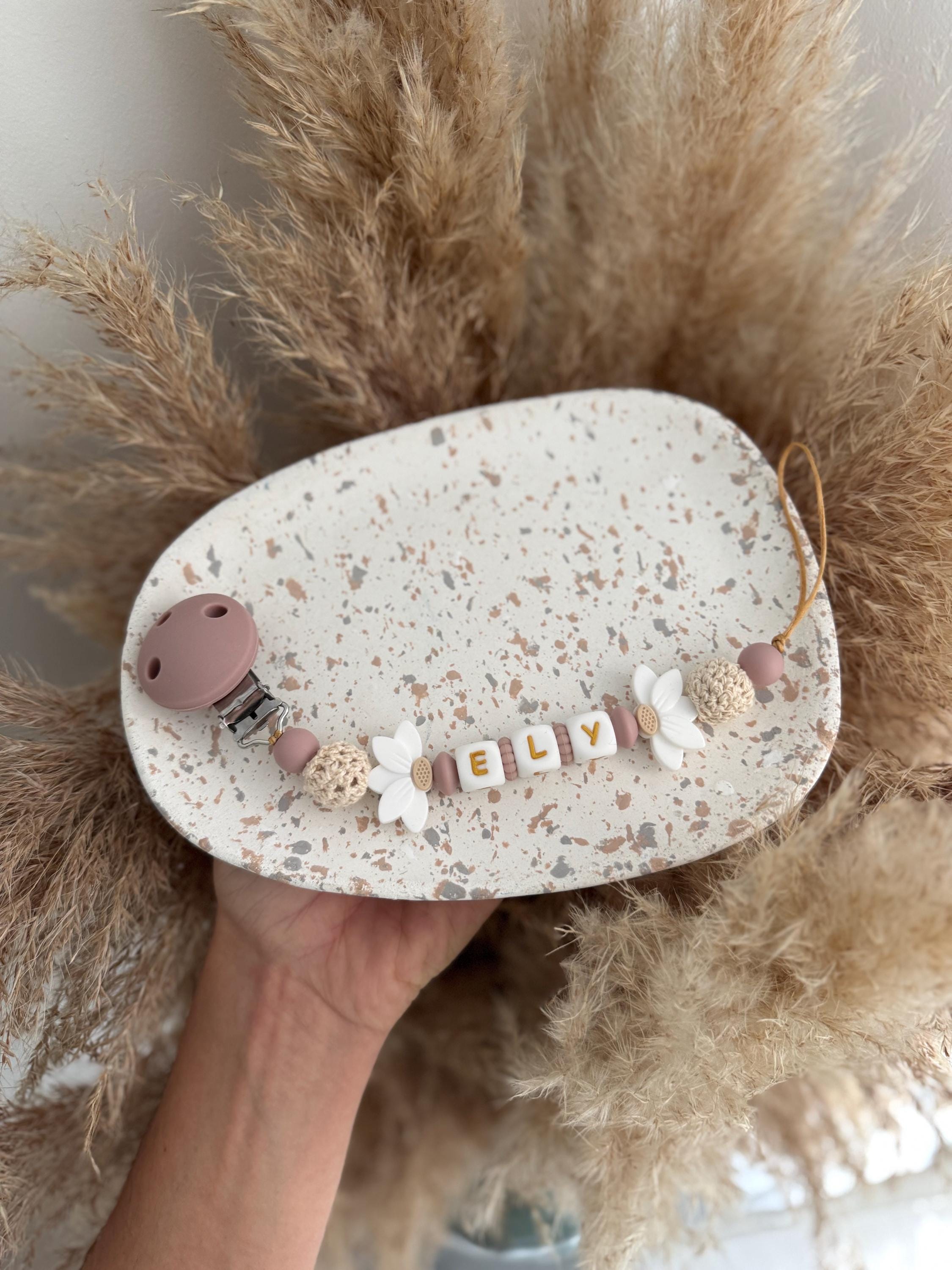 Attache-tétine Personnalisable Avec Prénom - Chaîne En Silicone, Acrylique Et Bois, Pour Poussette Et Vêtements