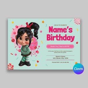 Wreck it Ralph Sjabloon verjaardagsuitnodiging Digitale verjaardagskaart bewerkbare verjaardagsuitnodiging voor familie Verjaardagsfeestje Cadeaukaartsjabloon