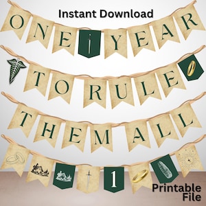 Ett år att styra dem alla banderoll, 1-årsdag UTSKRIVBAR, LADDA NER LoTR Hobbit Girland-skylt