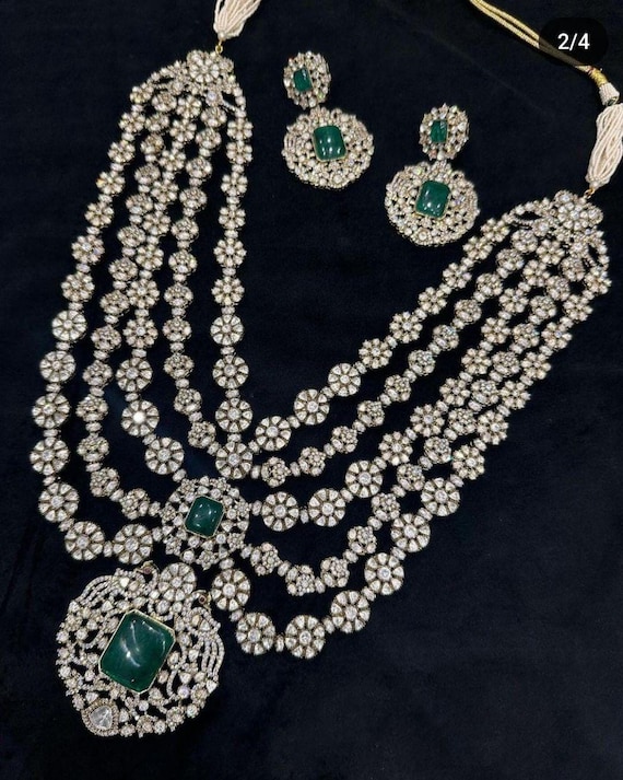 Buy Radhika Merchant Replica Diamond Emerald Bridal Necklace Set
