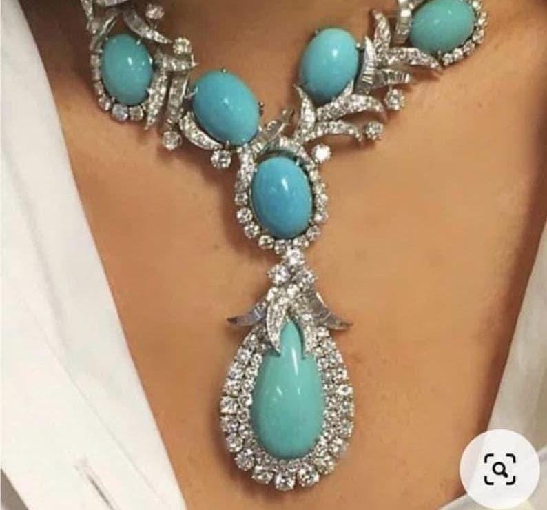 Premium Stunning High Quality Designer Turquoise Statement Necklace Piece with Earrings Bollywood Indian Jewelry Set Kundan Polki image 2