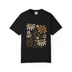 Floral Unisex Garment-Dyed T-Shirt, Summer Tee, Gift for Her, Casual Tee, Botanical Shirt, Gift for Grandmother image 6