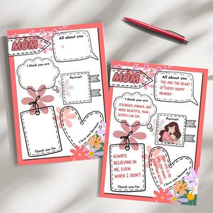 Muttertag druckbare Schreibkarte, sofortiger Download, druckbare Karte, digitales Produkt, schreiben Sie, was Sie fühlen, bestes Geschenk für Mama überhaupt