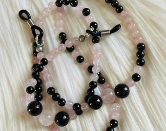 Rose Quartz and Garnet Eyeglass Chain