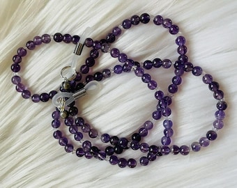 Herkimer Diamond and Amethyst Eyeglass Chain