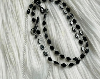 Eyeglass Chains in Black Spinel and Crystal Quartz
