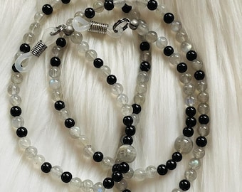 Labradorite and Smoky Quartz Eyeglass Chain