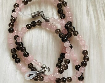 Rose Quartz and Smoky Quartz Eyeglass Chain