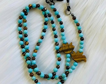 Turquoise and Tiger's Eye Eyeglass Chain