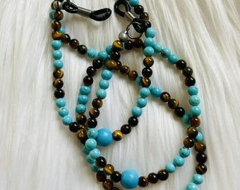 Eyeglass Chain in Turquoise and Tiger's Eye