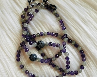 Amethyst and Labradorite Eyeglass Chain