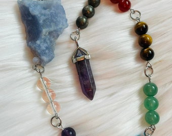 Dowsing Pendulum 7 Chakra with Blue Lace Agate