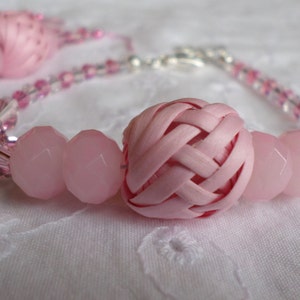 Pink Swarovski Crystal and Glass Bracelet/Anklet and Earrings Set image 2